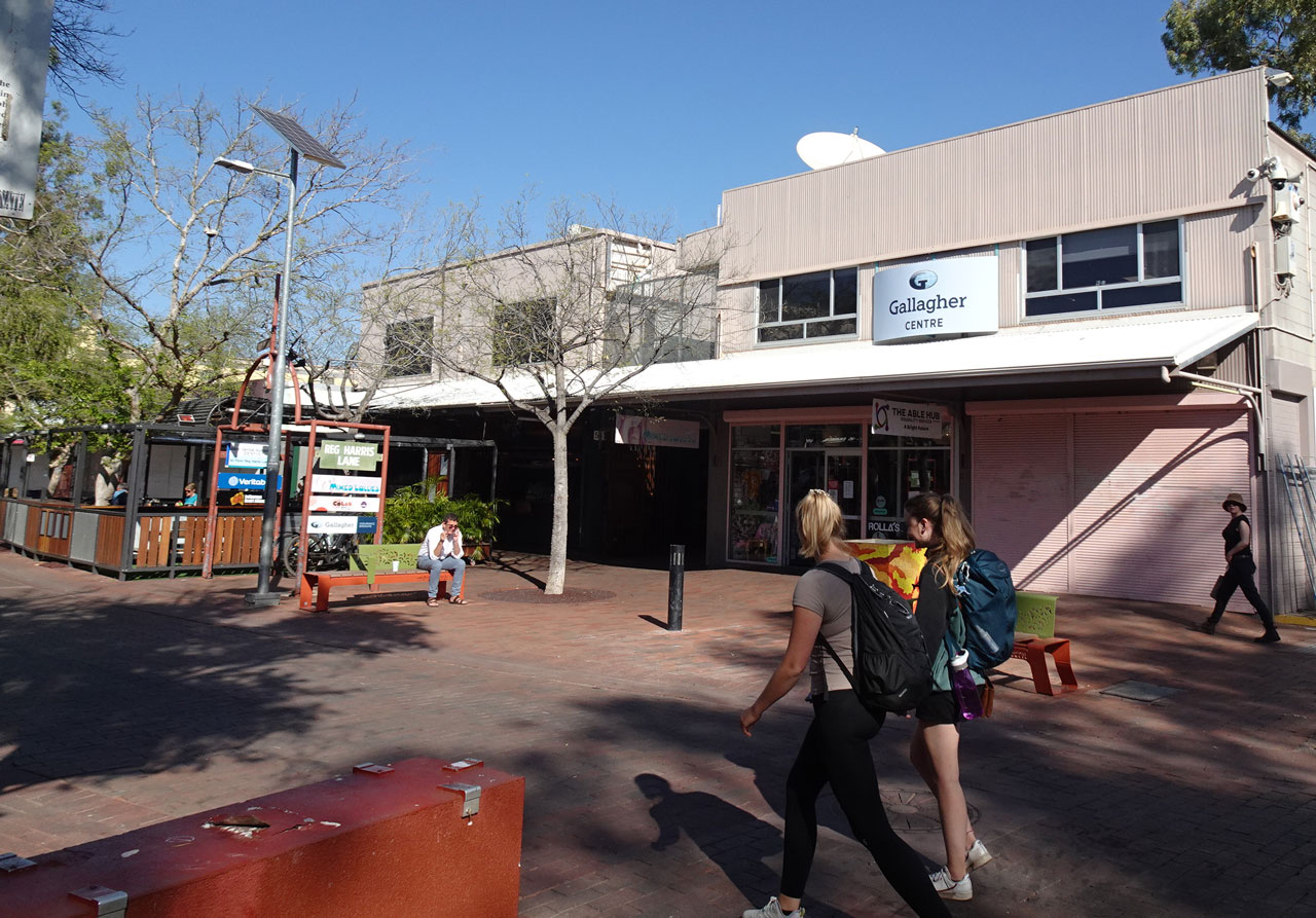 People walking through Alice Springs town centre